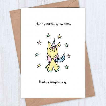 Custom unicorn birthday card - have a magical day