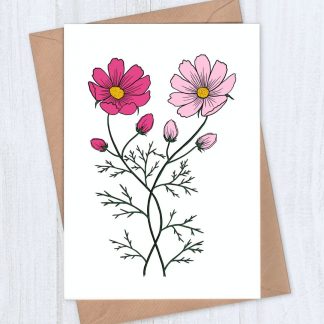 two cosmos flowers blank card