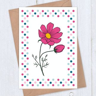 Dotty framed cosmos flower blank card