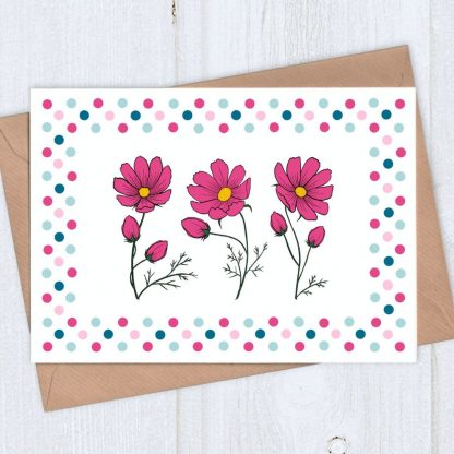 cosmos blank card with dotty frame