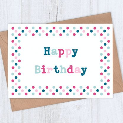 Dotty Happy Birthday Card with dotty frame
