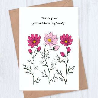 Thank you, you're blooming lovely cosmos thank you card