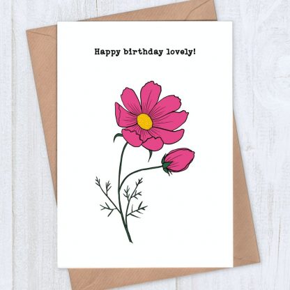 cosmos flower birthday card - happy birthday lovely