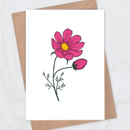 single cosmos flower blank card