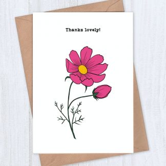 Cosmos flower thank you card - thanks lovely