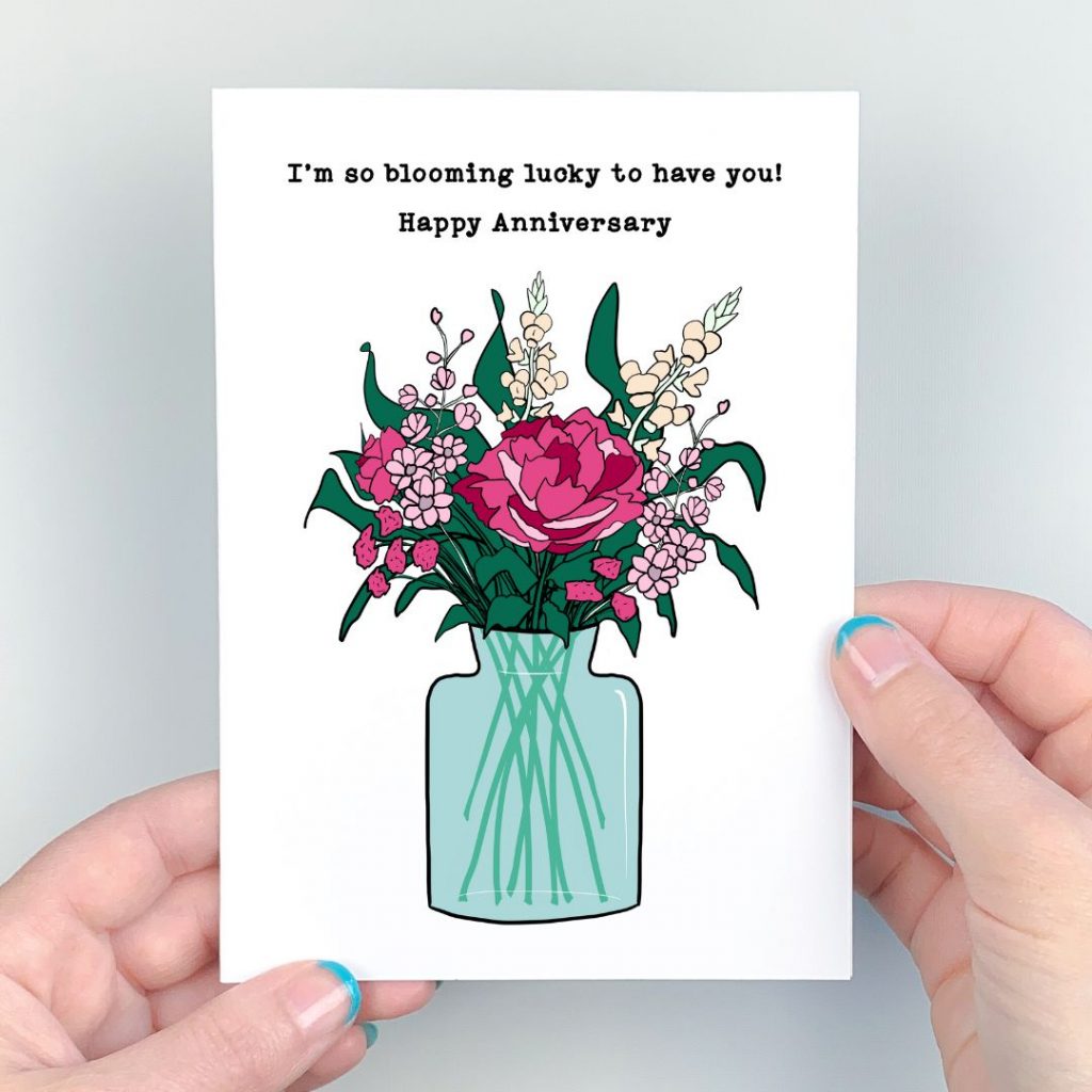 flower vase anniversary card